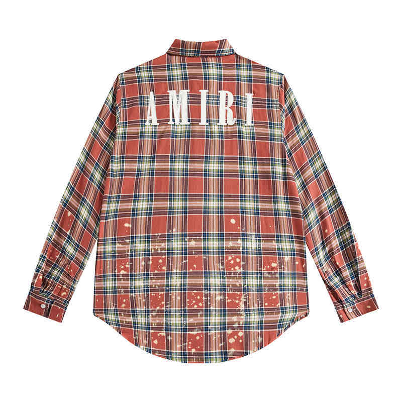 

Amir Splashing Fringes Destroy Plaid Shirt, White;black