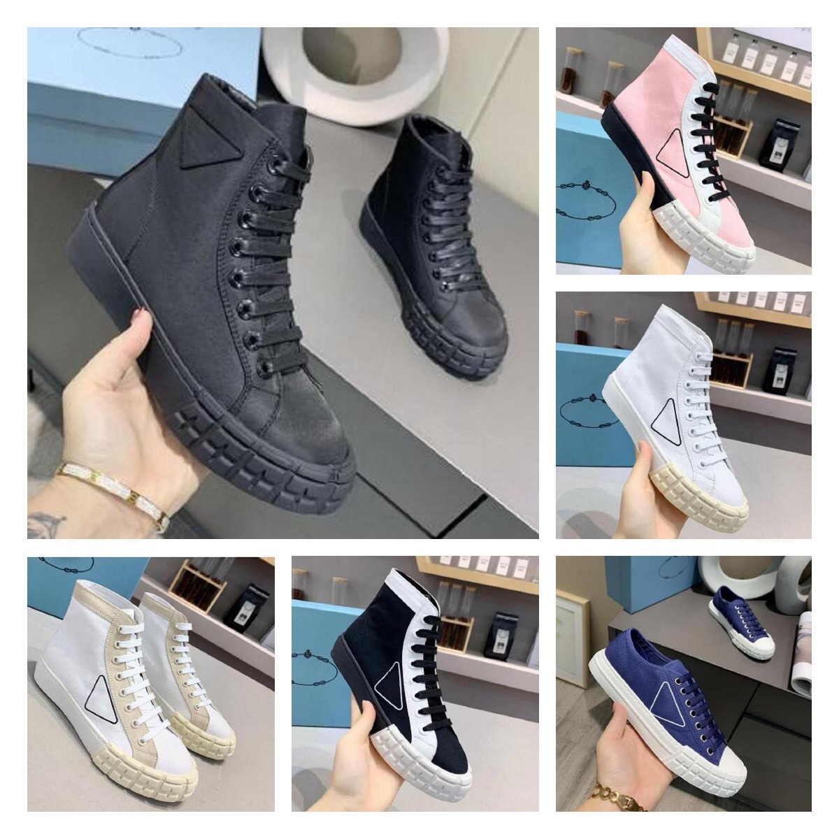 

Top Sneakers Running Shoes Cassetta Flat Shoe Women High Fabric convas Runner Trainers Low Canvas Stitching Lerren Trainer, Color 25