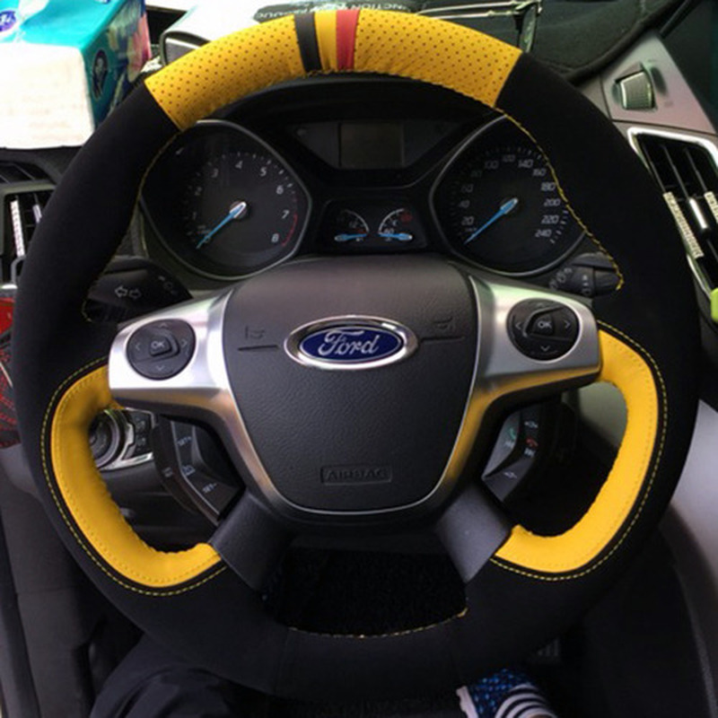 

For Ford 12 old Focus DIY custom leather hand-sewn special car steering wheel cover