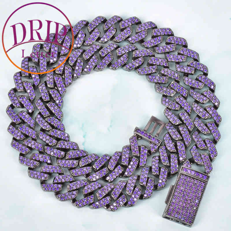 

Purpor Miami Cuban Necklace Gold Color Iced Out Choker 14mm Square Cubic Zircon Rock Hip Hop Style Men's Jewelry X0509