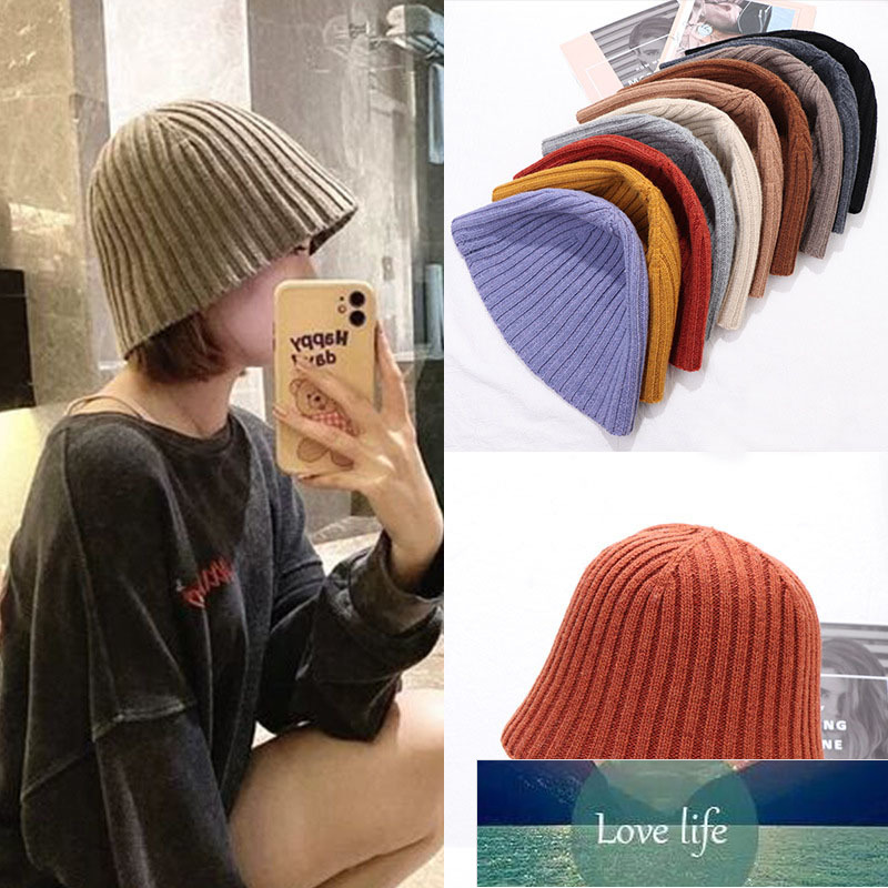 

New Autumn and Winter Ladies Bucket Hat Pure Color Knitted Melon Leather Hat Simple Ladies Panama Hat Winter Fisherman Factory price expert design Quality Latest, Red