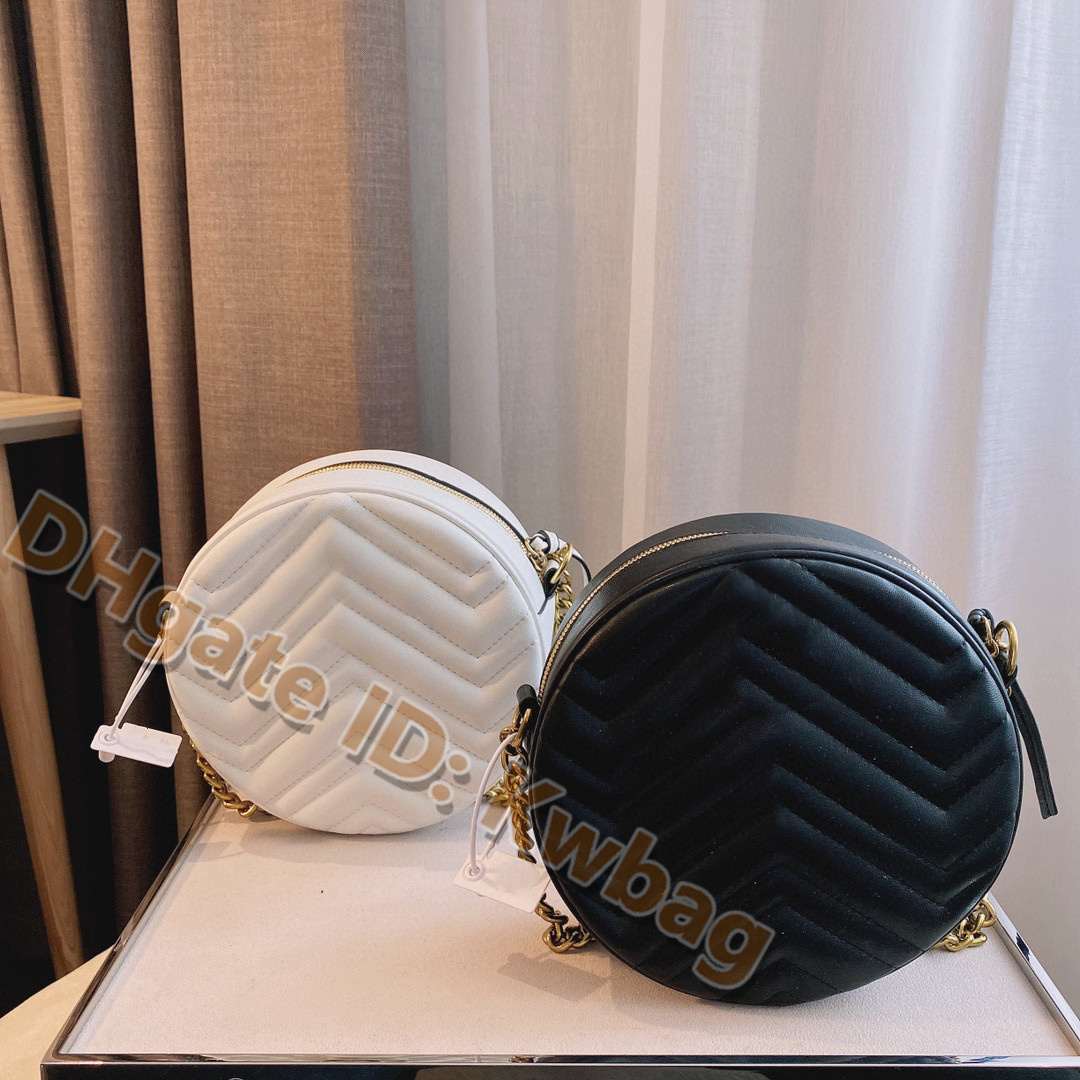 

2021 women Mini Circular Cross body Handbag Cute Circle Handbags Ladies Chic Small Clutch purse Chains shoulder bag Luxury lady desigers totes coins card wallet, No bags