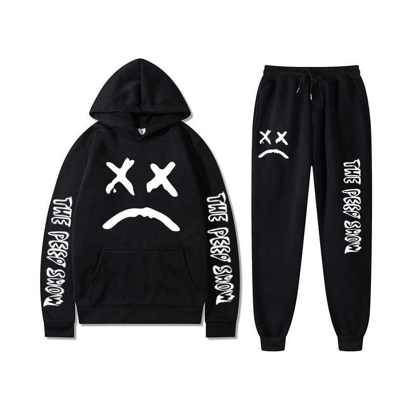 

Men Lil Peep Sets Hoodies+Pants Fleece Hooded Sweatshirt Sweatpants Fashion Slim Fit Men Women Set Hoodie Pant Pullover Hoody X0610, Navy