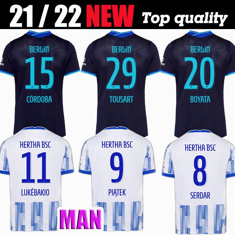 

21 22 Hertha Berlin soccer jerseys home PIATEK away black 2021 2022 TOUSART BOYATA CÓRDOBA Lukebakio CUNHA SERDAR fOOTBALL SHIRTS uniforms top thailand quality