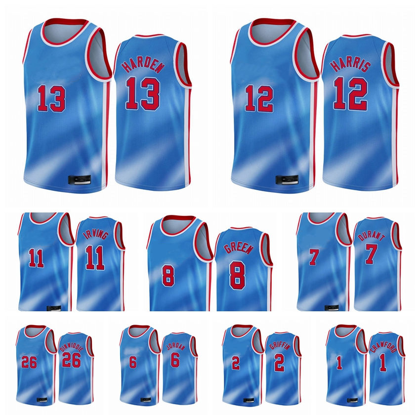 

Brooklyn Nets Men James Harden Kevin Durant Kyrie Irving Blake Griffin Joe Harris Andre Roberson 2020-21 Blue City Basketball Jersey, Black;red