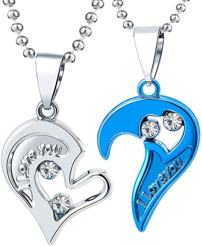 

Sets Heart Love Girlfriend Boyfriend Lover Pendant Couple Necklace Chain Gift Stainless Steel For Her Jewelry Chains