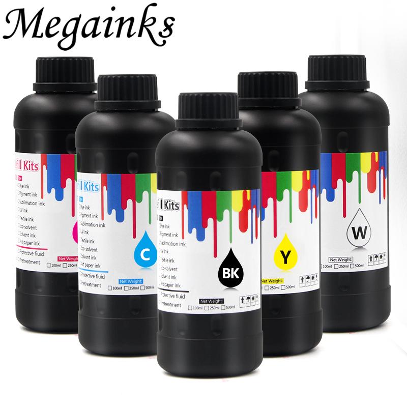 

Megainks 500ML Set DX5 DX7 TX800 Soft LED UV Ink For Printhead Flatbed Inkjet Printer Refill Kits