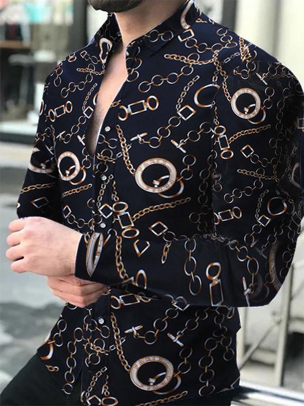 

Men's long sleeve fashion printed casual shirts tops for men small medium large plus size  3xl clothing blouse, As picture