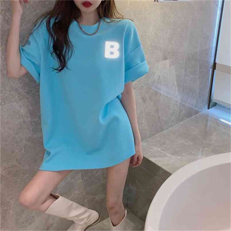 

Korean Style Oversized Summer T Shirt For Women Casual Cotton U Letter Print Tops Streetwear Harajuku Short Sleeve Tshirt 210708