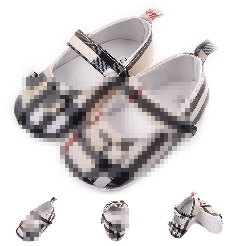 

Baby Crib Shoes Girl Fashion Cotton Plaid First Walkers for Newborn 0-1 Year Cute Bow Toddler Prewalker, Gray