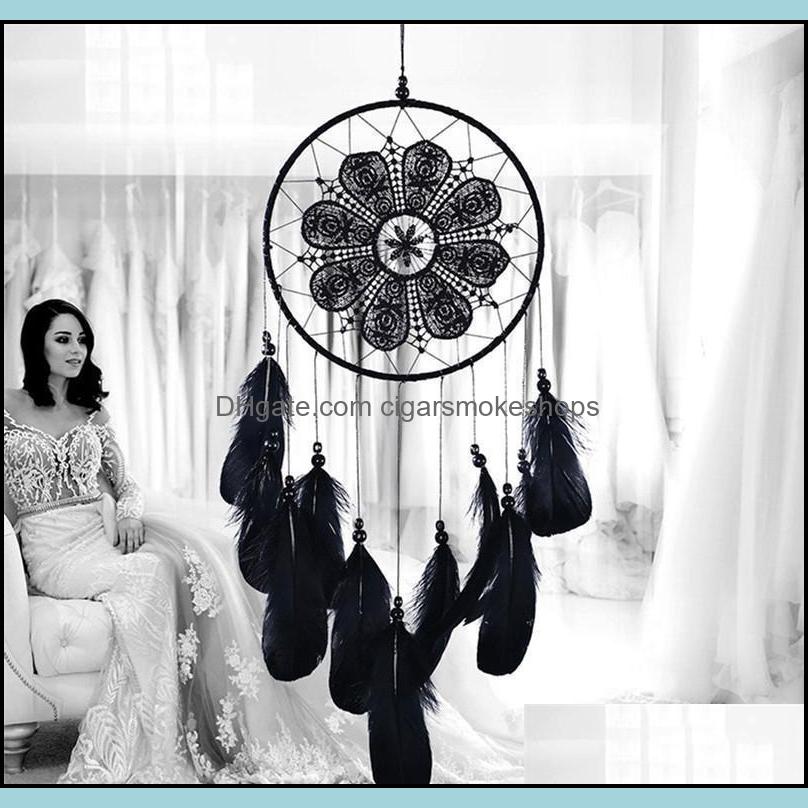 

Arts And Crafts Arts, & Gifts Home Garden Black Dreamcatcher Handmade Wind Chimes Room Diy Hanging Pendant Feather Bead Dream Catcher Wall A