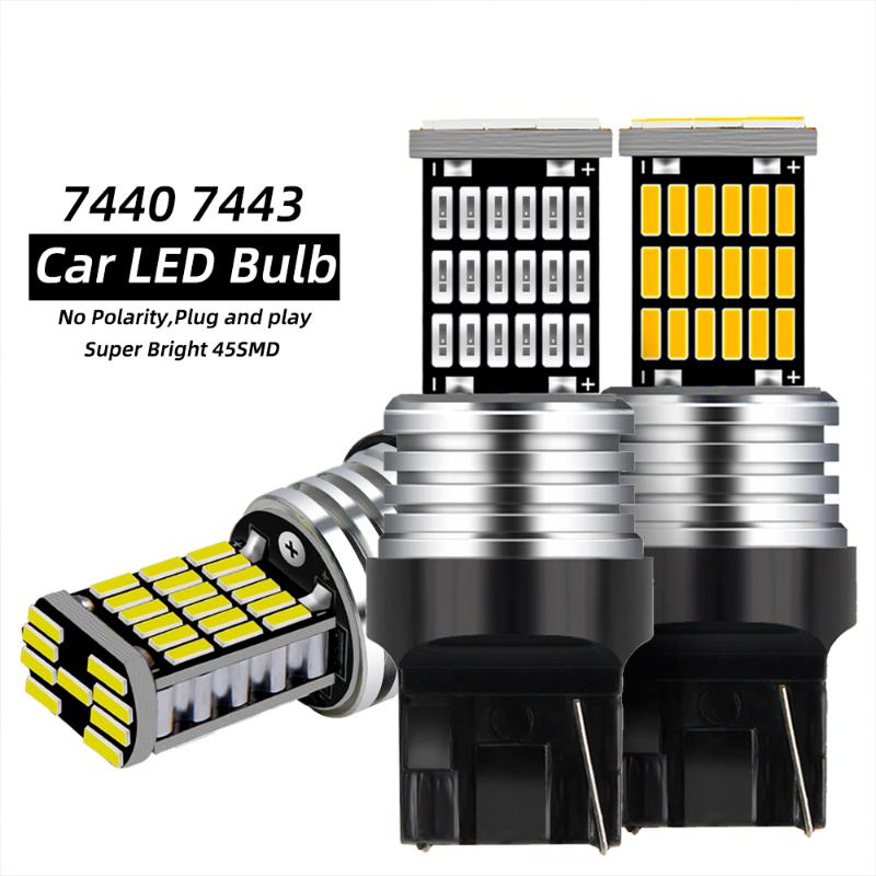 

Emergency Lights 2X Canbus No Error T20 7440 7443 4014 45 SMD 3156 3157 Amber Red White Cars LED Bulbs Turn Signal Parking Reverse Backup Li