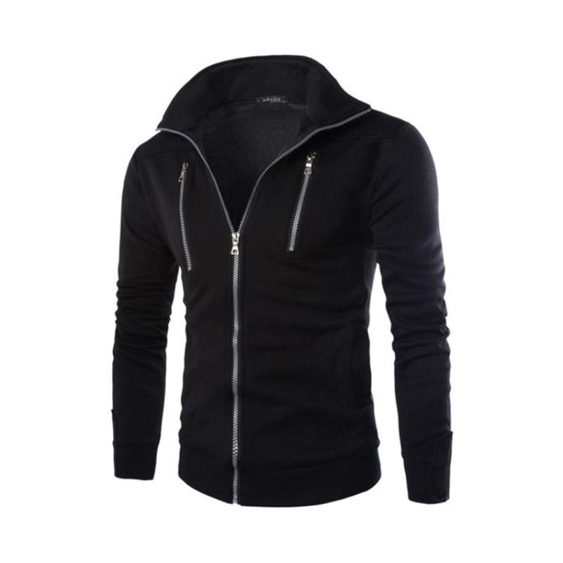

Men's Hoodies & Sweatshirts Black Autumn Vintage Coats Pockets Slim Sport Men Spring Long Sleeve Zipper Jacket Casual Solid Sweater Cardigan