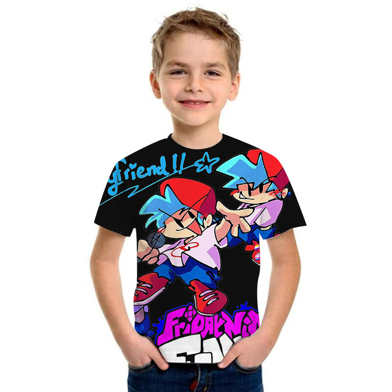 

summer t-shirt children's hip hop style friday funk night 3d printed kawaii short sve loose short sveyvwg, White;black