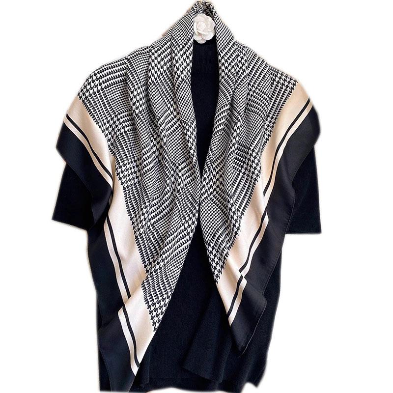 

Scarves Square Silk Scarf For Women Kerchief Female 2021 Head Shwal Wrap Bandana Suit Spring Summer 90*90cm Big Hijab Foulard, Blue;gray