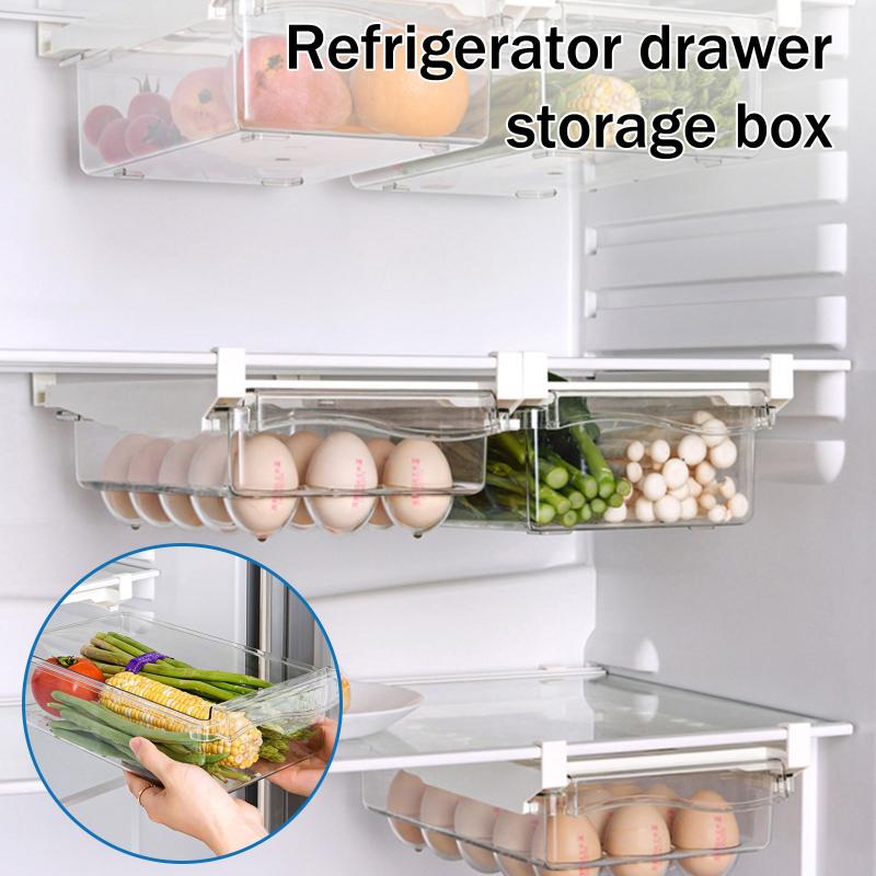 

Fashion Design 3pc Kitchen Transparent Fridge Drawer Organizer Adjustable Storage Box Bottles & Jars