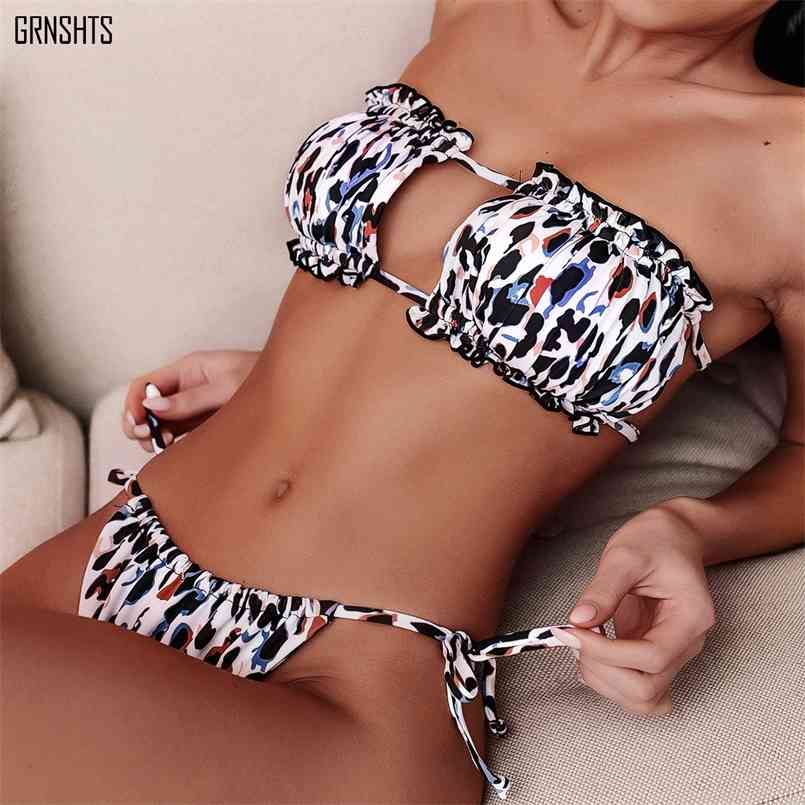 

Sexy Bikini Pleated Bandeau Swimsuit Female Swimwear Women Mini Thong Set Bather Bandage Swimming Beachwear 210722, Yellow