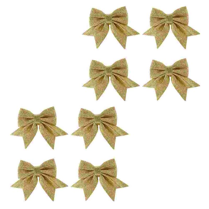 

Christmas Decorations 8pcs DIY Decoration Xmas Gold Dust Bow Sparkly Bows