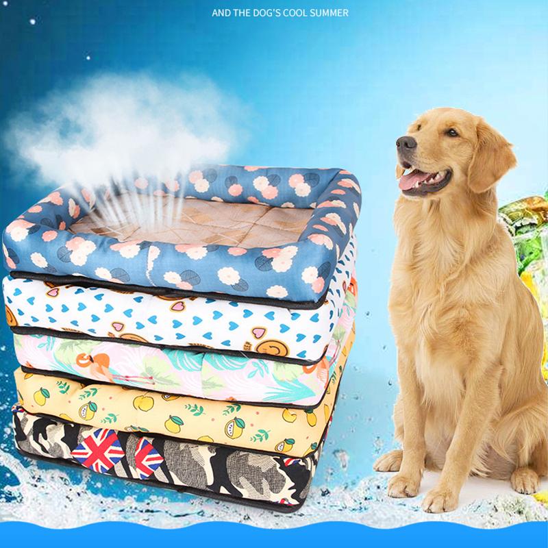 

Soft Fleece Pet Dog Bed Cushion Bone Print Large Breed Beds For Labrador Golden Retriever Summer Mat Kennels & Pens