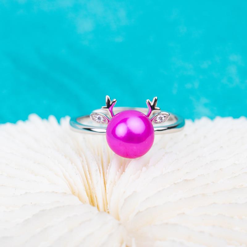 

Cluster Rings R010707 Vermeerjewelry Real 925 Sterling Silver Natural Freshwater Pearl Ring Deer Shape Open Adjustable For Women
