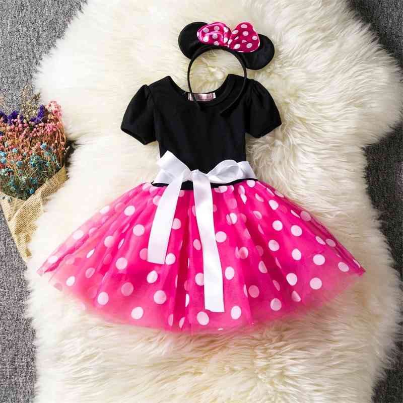 

2020 new girls' fashion dot mesh Dance Dress, Picture color 1