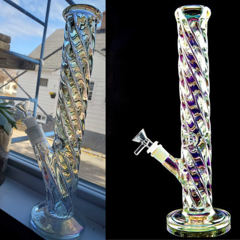 

12.2 inch glass water bongs rainbow glass bong Luminous Beaker Bong smoking hookah water pipes with 14mm glass bowl joint Downstem