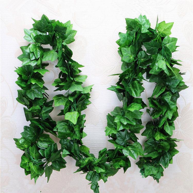 

90 leaves 2.3m Flowers artificial green grape other Boston ivy vines decorated fake flower cane wholesale