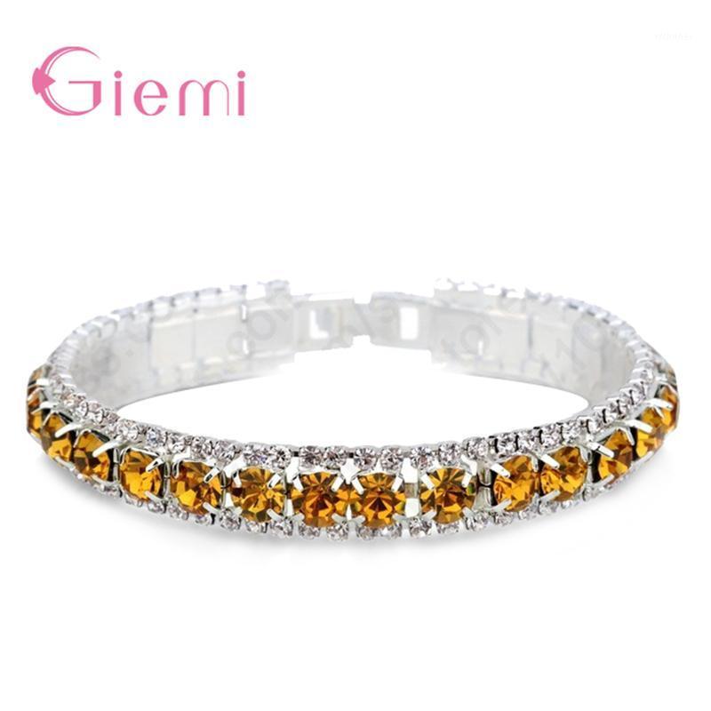 

Genuine Precious Female Women Bracelet With Clean Cubic Zirconia Crystal 925 Sterling Silver Jewelry For Party Wedding Bangle