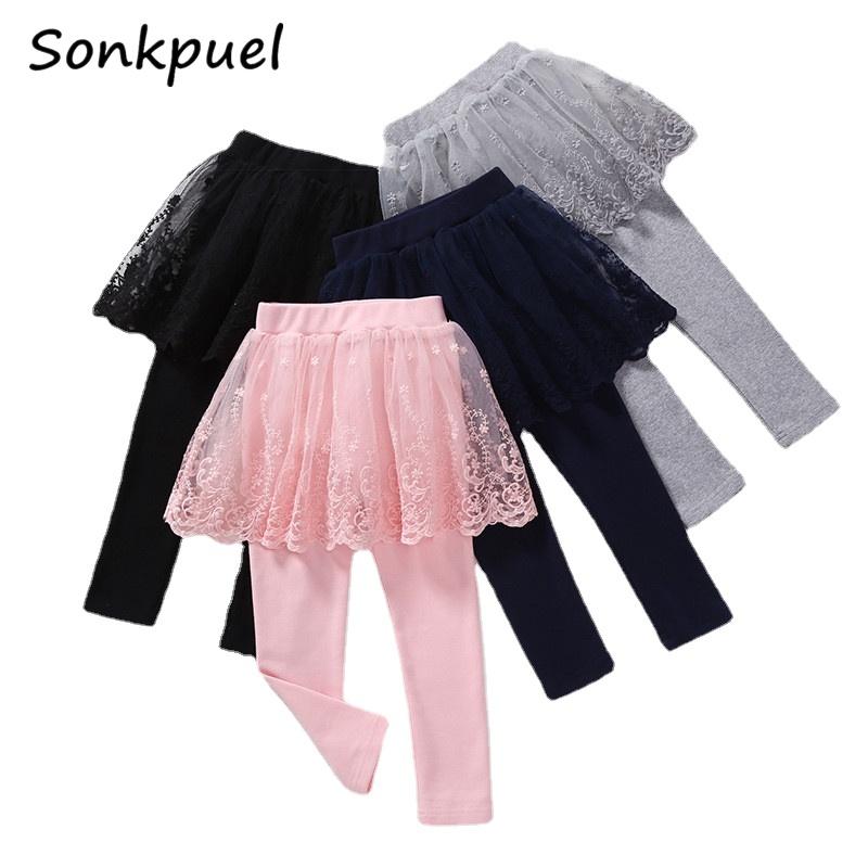 

Leggings & Tights Baby Girls Kids Lace Princess Skirt Pants Spring Autumn Children Cotton Trousers 2-7 Years Girl Solid Color, Blue