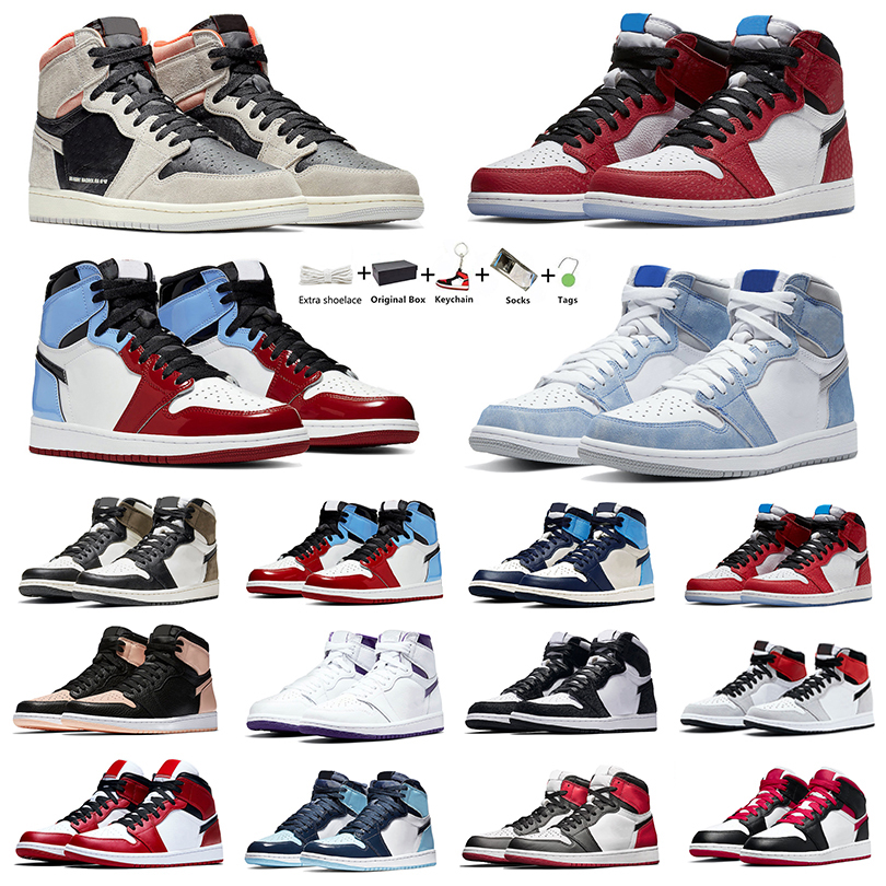 

jorden Jumpman 1s Mens retro Basketball Shoes 1 UNC Chicago Twist Dark Mocha Blue Black Wolf Grey Hyper Royal Design Seafoam Sports Sneakers Womens Trainers With box, Item#28