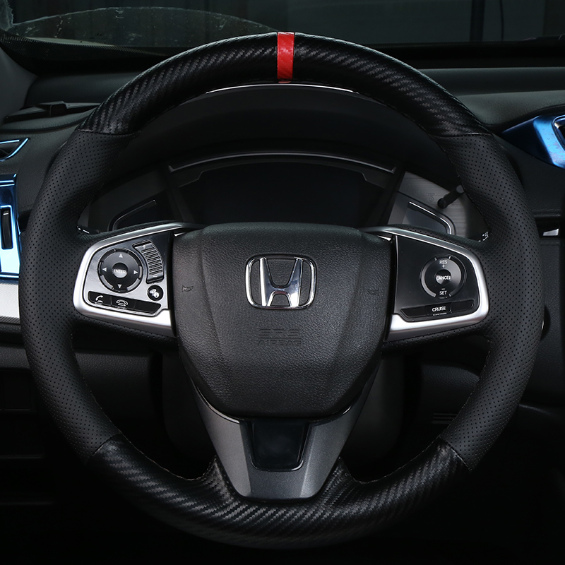 

For Honda Civic CR-V Breeze Envix Crider Vezel City Accord Ge Rui DIY custom leather carbon fiber hand-sewn special steering wheel cover