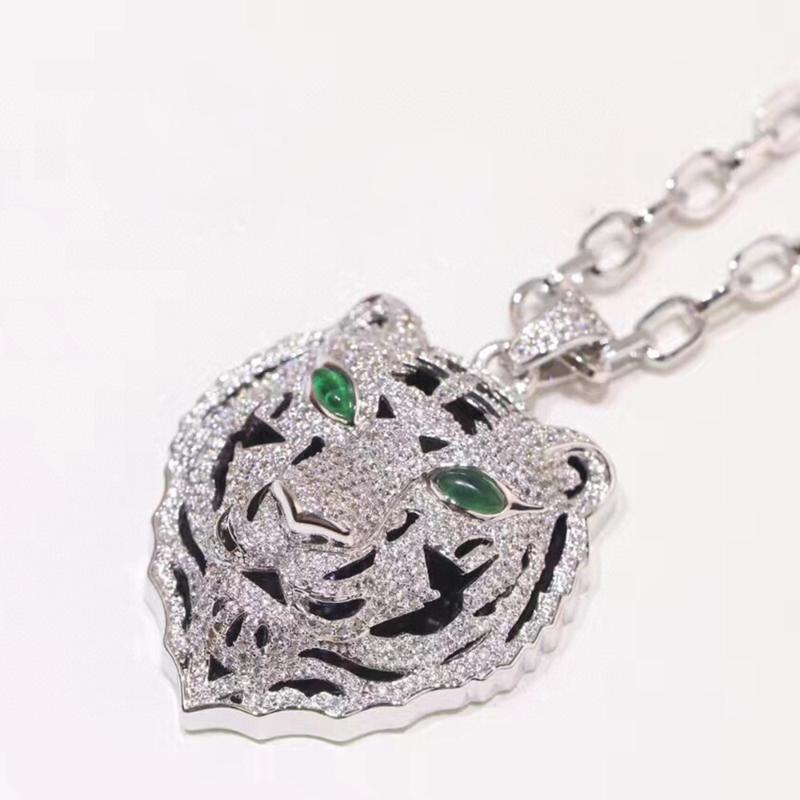 

Pendant Necklaces High Fashion Crystal Tiger Necklace Chain Big For Men Women Hip Hop Rock Music Festival Party Jewelry