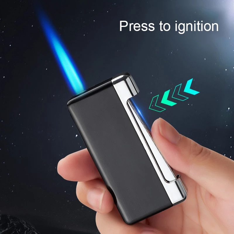 

Cigarette Torch Cigar Lighter Press Ignition Metal Jet Lighter Blue Flame Refillable Butane Gas Windproof Lighters Dropship