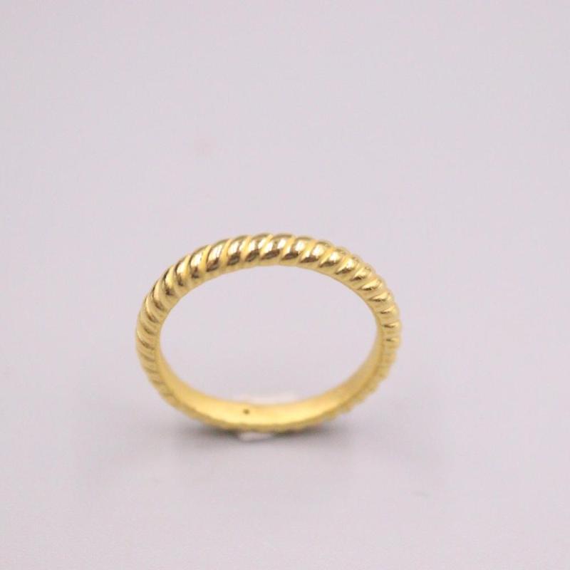 

Yellow Gold Ring For Women Real 3D Hard Weave Twist Hollow Lucky Female Love Wedding US 6.25 Cluster Rings