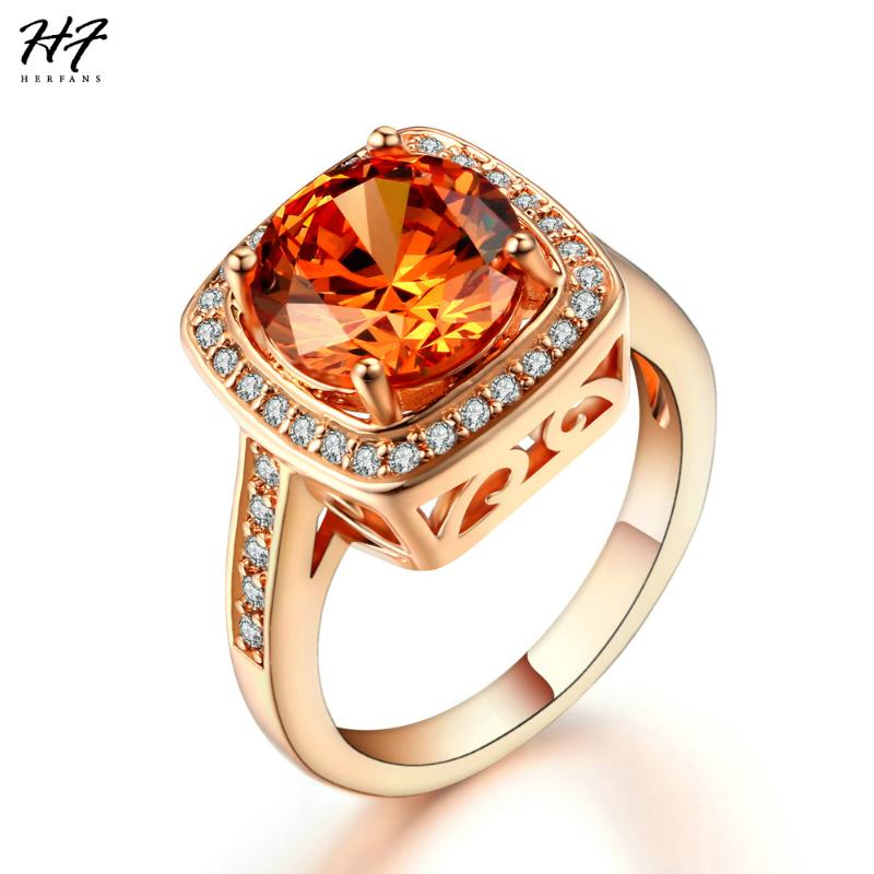 

Cluster Rings Trendy Champagne Crystal For Women + Cubic Zirconia Rose Gold Color Fashion Jewelry Xmas Gift Girls R057, Golden;silver