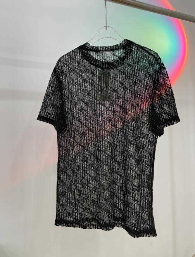 

2021 Designers Mens Womens See-through T Shirts Lace letters Man Paris Fashion T-shirt Top Quality Tees Street Short Sleeve luxurys Tshirts, Dust bag