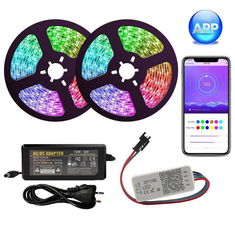 

Strips Dream Color LED Strip Lights With APP, Multicolor Chasing, Waterproof RGB Rope Kit, SP110E Bluetooth Controller Ws2811