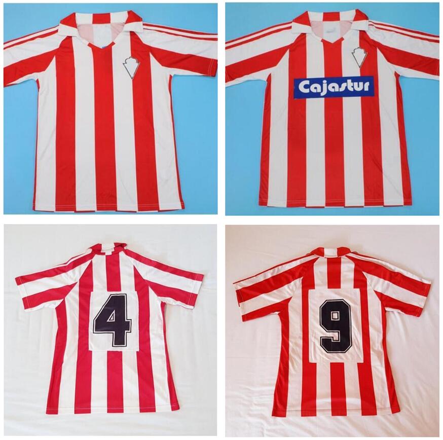 

1985 1986 1987 Sporting Gijon Retro Soccer Jersey SPECIAL VERSION Camiseta de futbol home white red football shirt short sleeve -2XL