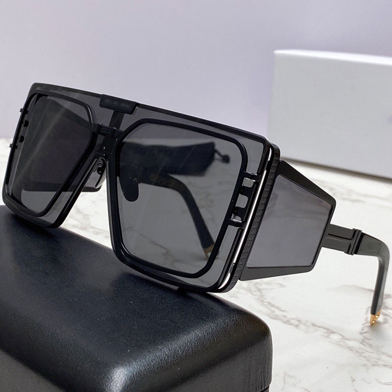 

Mens sunglasses BPS-102A oversized square one-piece lens metal wire frame wide temples to cover corners of the eyes designer men sun glasses with original box