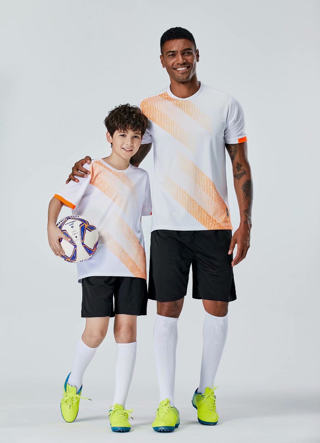 

#0148 Football uniform men+kids soccer Jersey printing team custom track and field sports short-sleeved shirt, Black;yellow