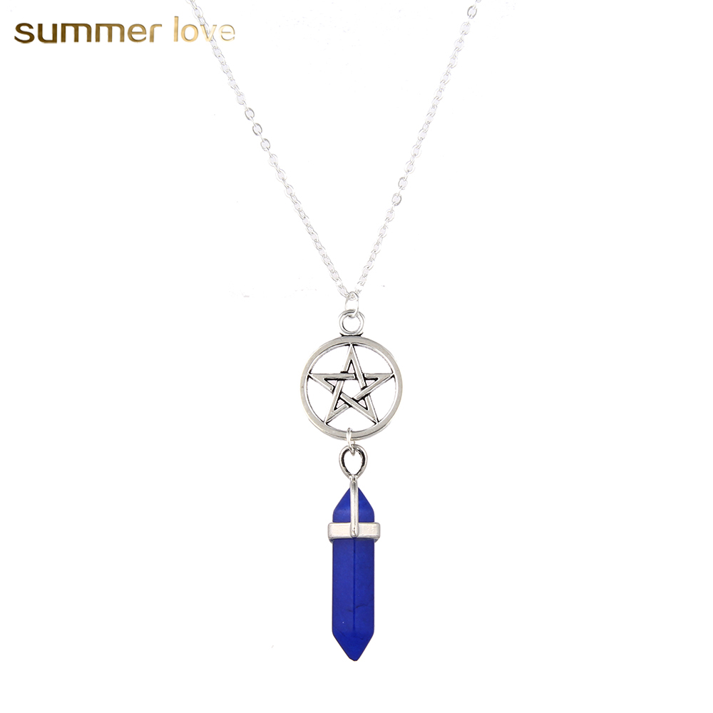 

Natural Agate Stone Opal Crystal Quartz Charm Pendant Necklace Unique Star Bullet Accessaries Neclaces for Women's Jewelry 2021 New