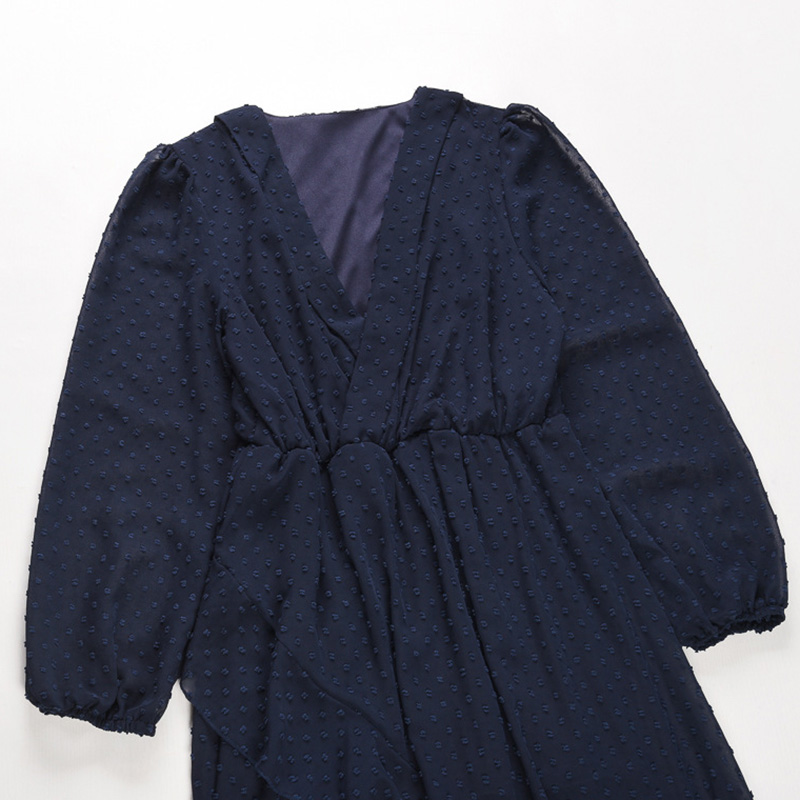 

autumn v neck mesh lace patchwork dress 2021 women polka dot ruffle iregular white long dress female elegant maxi party vestidoss, Black;gray