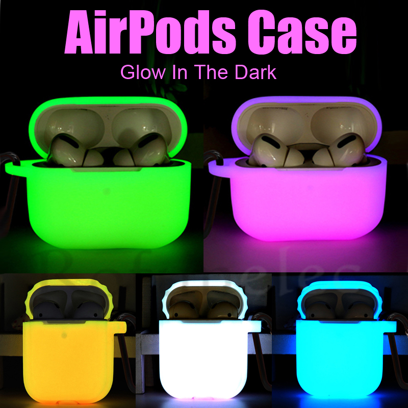 

Cute AirPods Case Silicone Cover Apple AirPod Pro 2 3 Headphone Accessories Luxury Earpods Case Luminous Glow In The Dark Earphones Protector With Hook Hand Strap