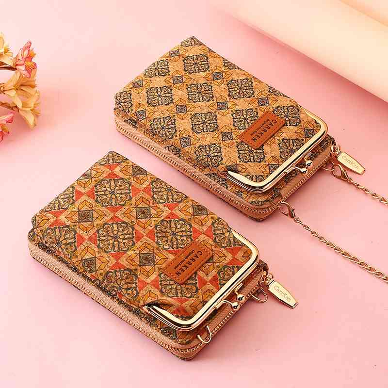 

2021 new mobile phone bag soft material wood grain printing large capacity Single Shoulder Messenger Bag fashion long women's wallet, 001-119
