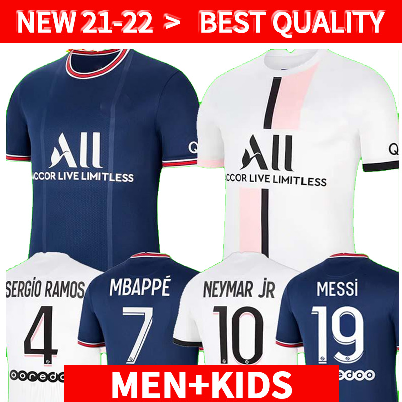 

MESSI MBAPPE VERRATTI KEAN Soccer Jersey 2021 2022 Player version DI MARIA KIMPEMBE MARQUINHOS ICARDI Pre-Match Football Shirt 20 21 22 Men + Kids Kit, 2122 home + patch 1