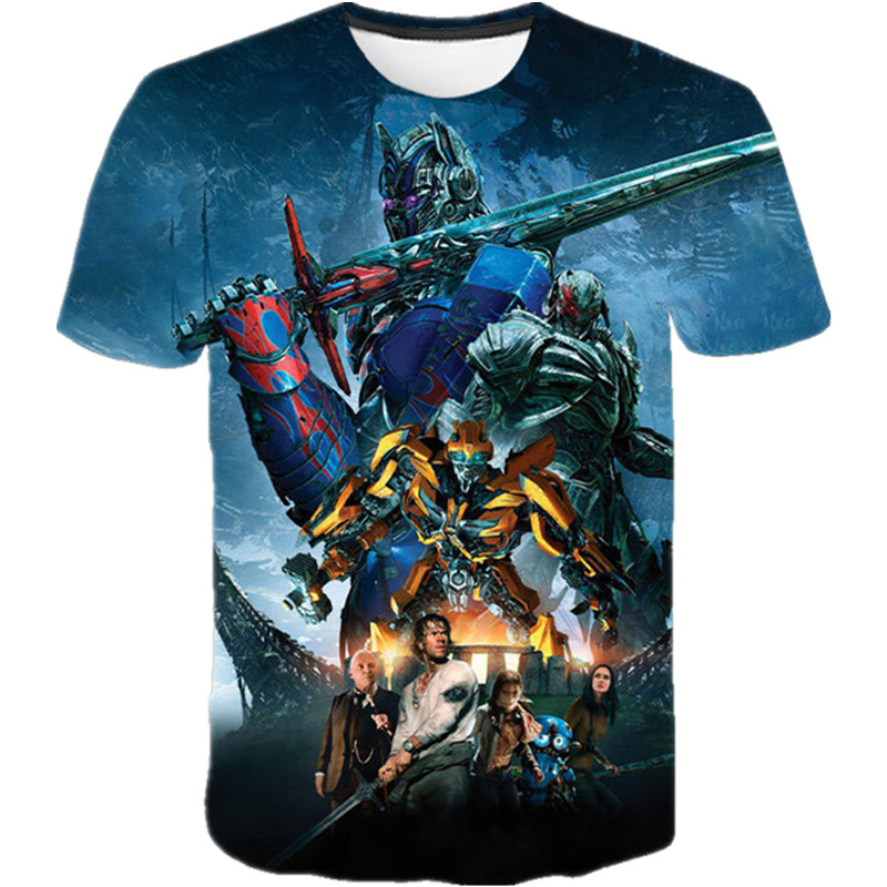 

2021 t-shirt summer popular movie transformers digital print round neck men's casual 3d t-shirtc9r5, White;black