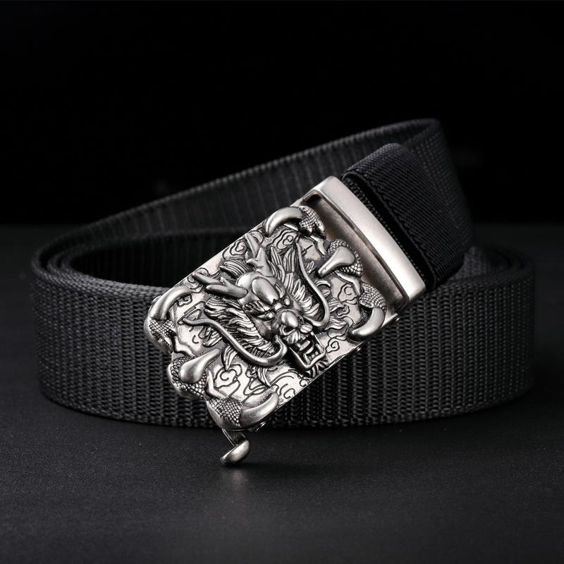 

Belts Men Belt Automatic Buckle Nylon Business Personality Design Adjustable Breathable Casual Fashion MD838, Black;brown