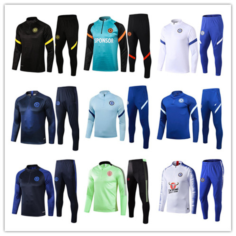 

20 21 22 men training suit soccer jersey set 20-21ZIYECH tracksuit kit, Black;blue