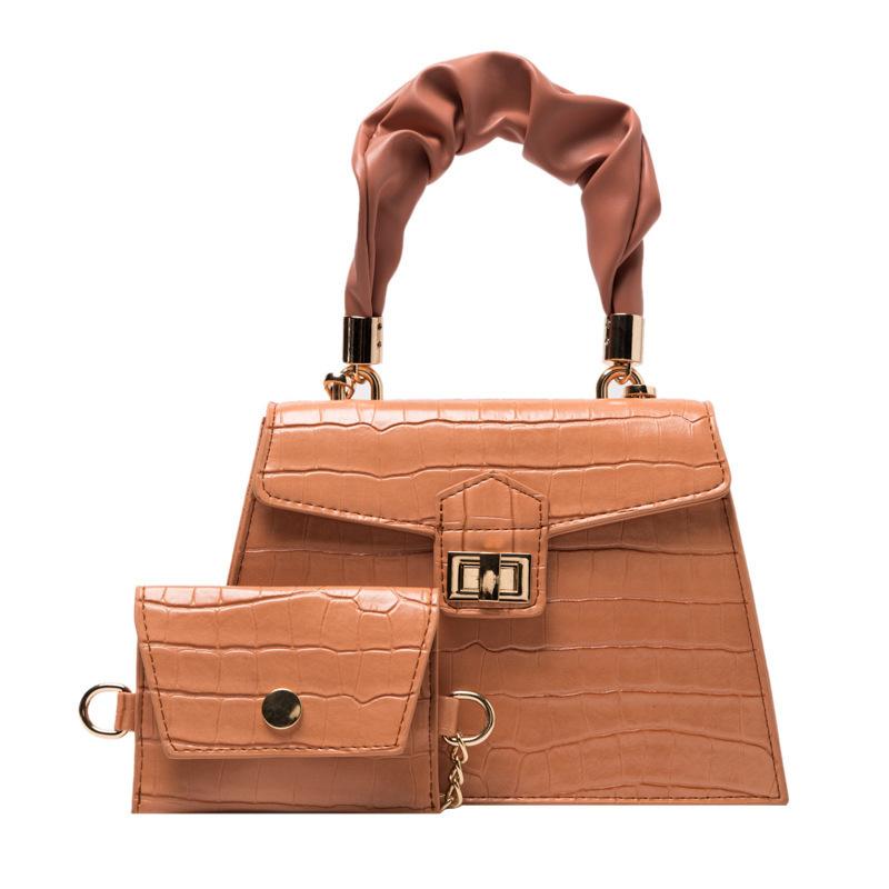 

Evening Bags 2Pcs/set Stone Pattern Pu Leather Small Crossboby For Women 2021 Elegant Travel Chain Messenger Shoulder Handbags Purses, Black