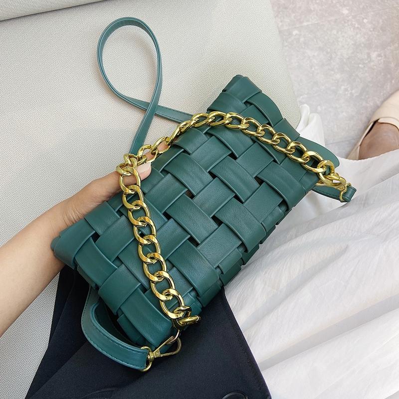 

Evening Bags Small Weave Design Pu Leather Shoulder For Women 2021 Trend Luxury Solid Color Chain Handbags Female Travel Crossbody Bag